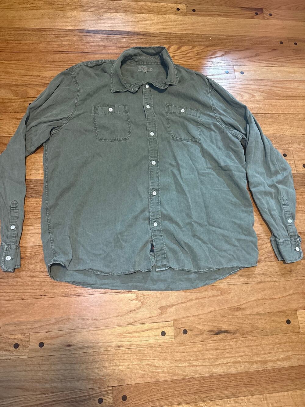 Faherty Linen Long-Sleeve Button Down Green Relaxed Fit Men's Sz XXL